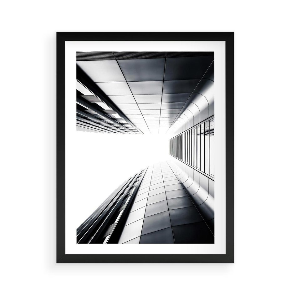 Plakat w ramie 50x70 - Architektura o Prostych Formach - architektura, proste formy - rama czarna