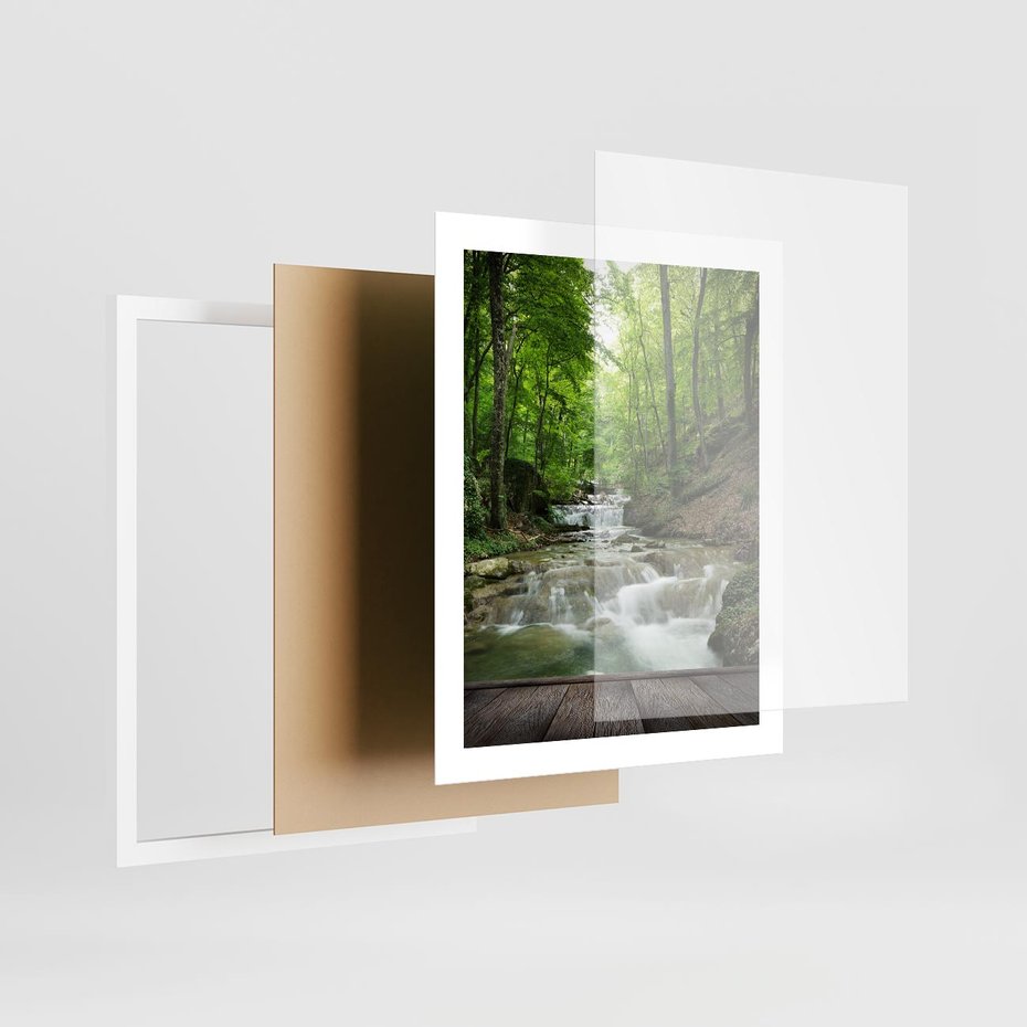 Plakat w ramie 40x50 - Plączący się strumień - rzeka, strumień - rama biała