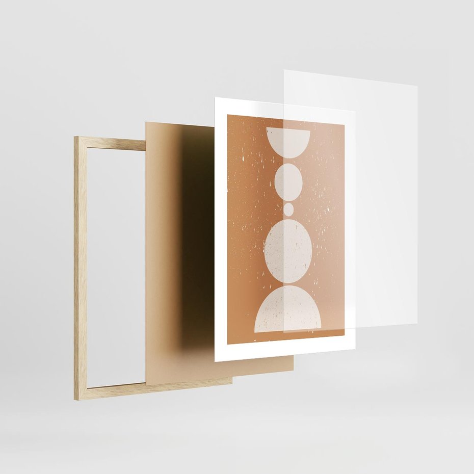 Plakat w ramie 30x40 - Podróżne Echa - mid century styl, nowoczesna grafika - rama drewno