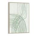 Obraz w ramie 80x120 - Migotliwa Spokojna Zieleń - zielony plakat, abstrakcyjne splątane linie - rama drewno
