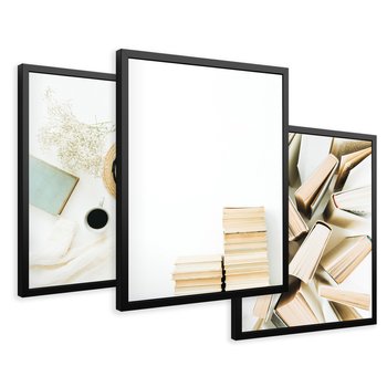 Zestaw obrazy w ramie 40x50 galeria - Książki, kawa, kapeusz - rama czarna