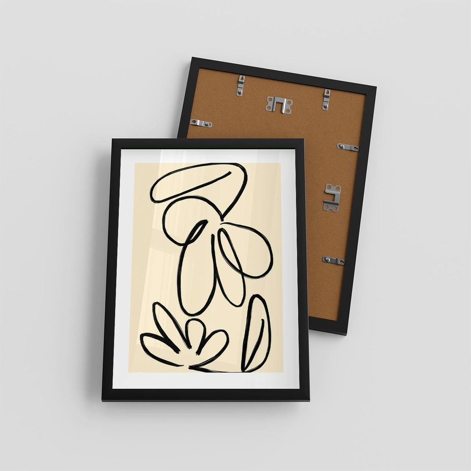 Plakat w ramie 30x40 - Złamane Granice - abstrakcyjna sztuka, przypominająca kwiat - rama czarna