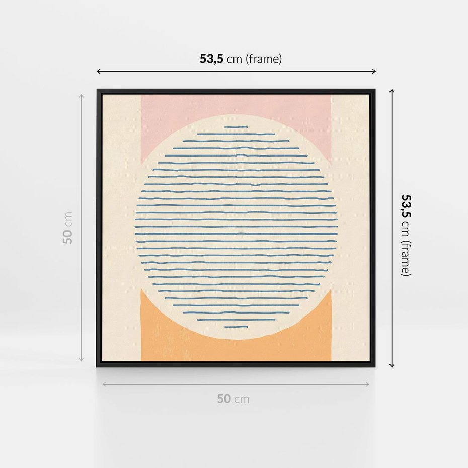 Obraz w ramie 50x50 - Rozbijająca Opowieść - geometryczne kształty, koła - rama czarna