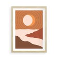 Plakat w ramie 50x70 - Sztuka Zachodu Słońca: Nowoczesna Sceneria - plakat, nowoczesna grafika - rama drewno