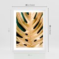 Plakat w ramie 40x50 - Piękno i Styl - złote, liście - rama biała