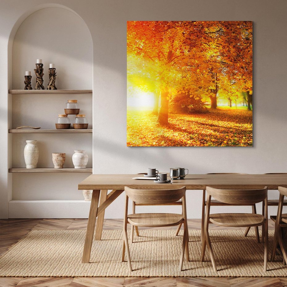 Obraz na płótnie 40x40 - Magia jesiennego lasu - las, drzewa