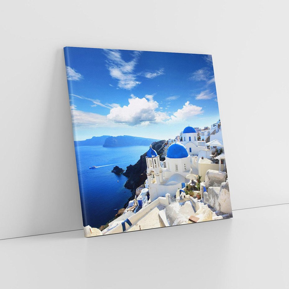 Obraz na płótnie 80x80 - Magiczne Widoki - Santorini, perspektywa