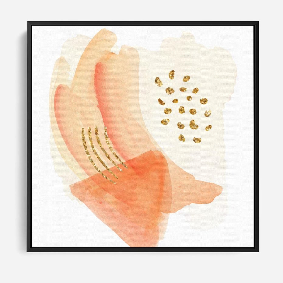 Obraz w ramie 50x50 - Rozkwitające Odbicia Form - abstrakcyjne akwarelowe plamy, minimalizm - rama czarna