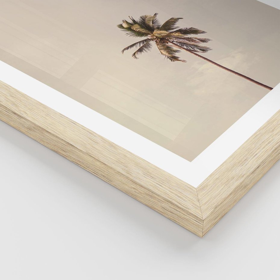 Plakat w ramie 30x40 - Samotna Palma pod Niebem - samotna palma, na tle nieba - rama drewno