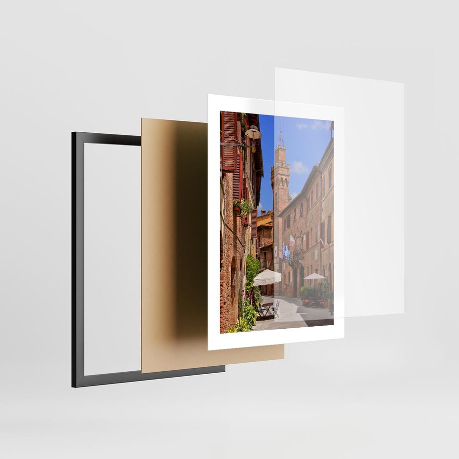 Plakat w ramie 30x40 - Urok włoskich uliczek - włoskie, uliczki - rama czarna