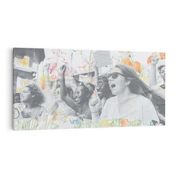 Obraz na płótnie 100x50 - Księga zaklętych marzeń - kolaż, czarnobiałe zdjęcie wesołych młodych ludzi