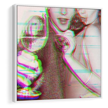 Obraz w ramie 80x80 - Zakochani na Kliszy - zdjecie, stara prześwietlona klisza - rama biała