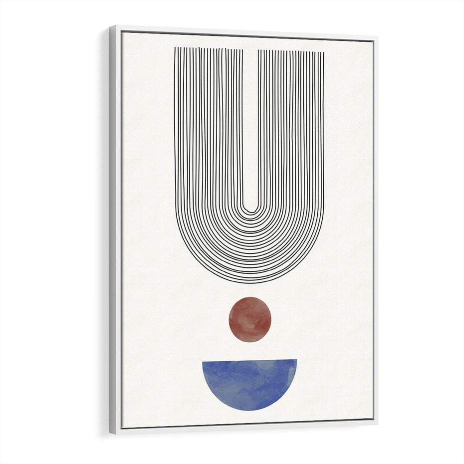 Obraz w ramie 80x120 - Rozplątane Wibracje - nowoczesny plakat, styl midcentury - rama biała