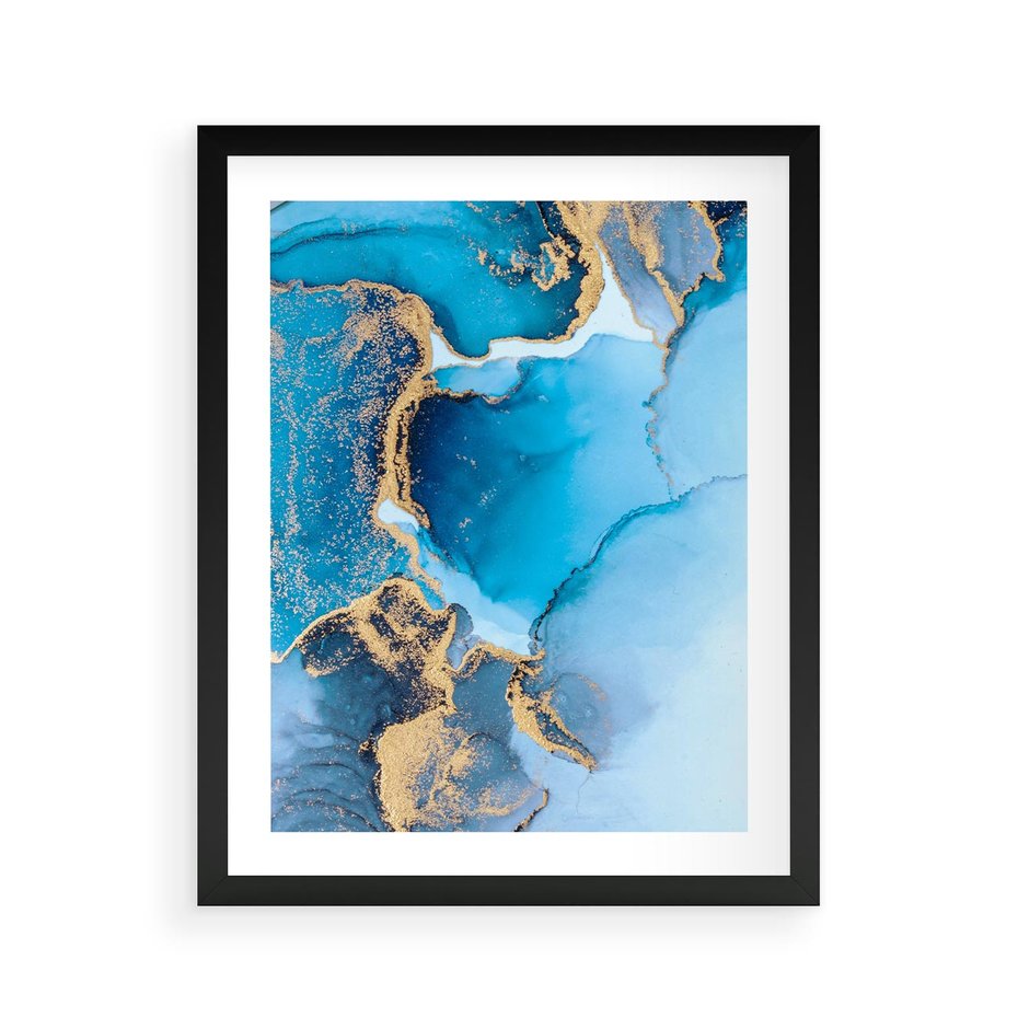 Plakat w ramie 40x50 - Elegancja i Wyrafinowanie - marmur, złoto - rama czarna