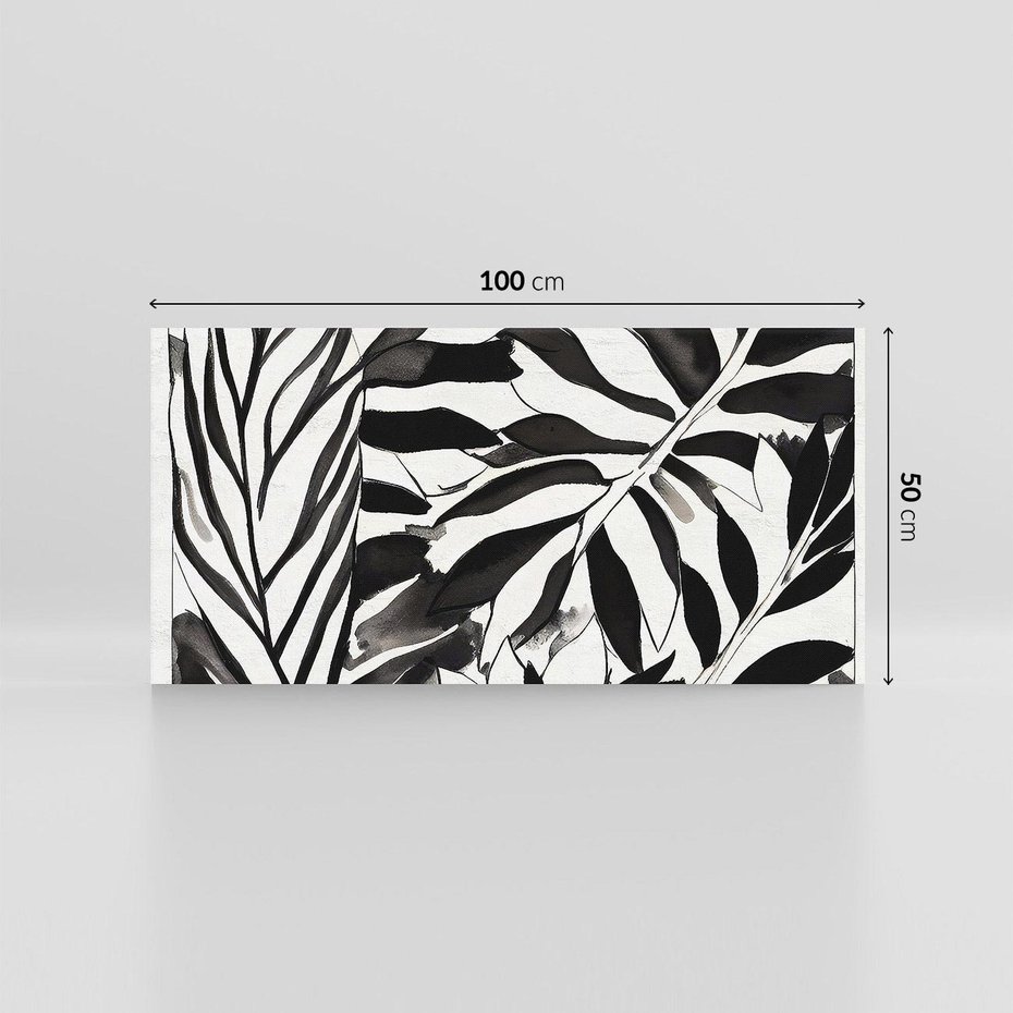 Obraz na płótnie 100x50 - Czarne Liście - akwarelowy obraz, czarno biały