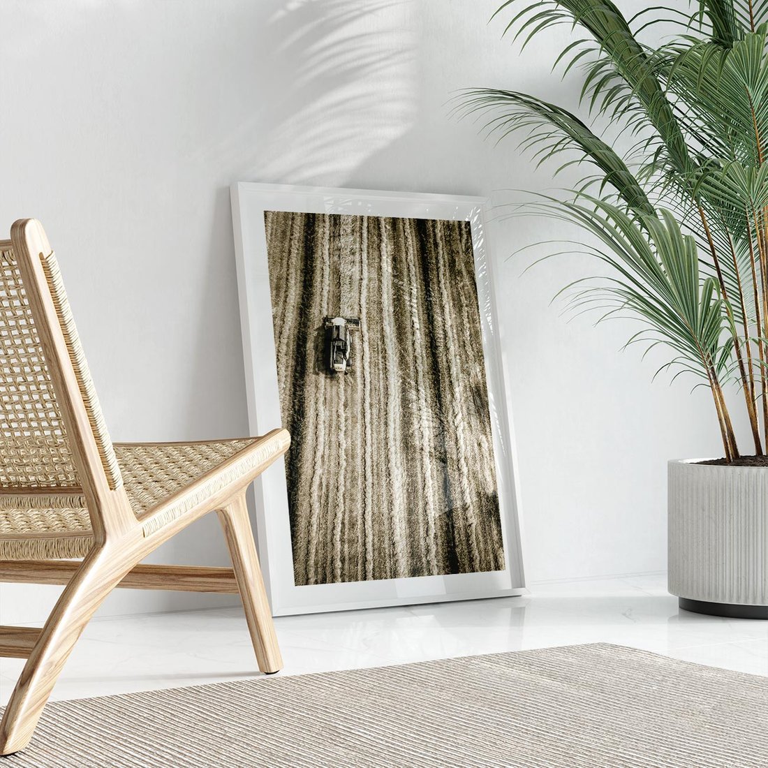 Plakat bez ramy 50x70 - Sepia na Polu - kombajn, pole