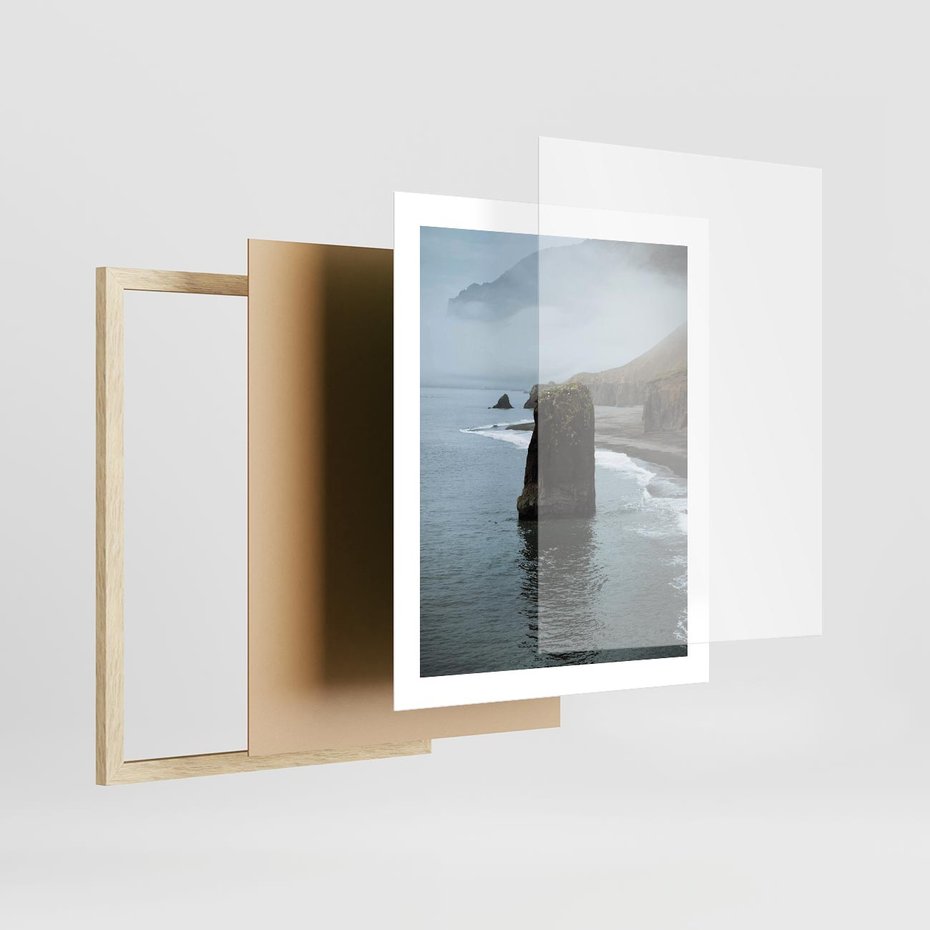 Plakat w ramie 40x50 - Mistyczna Aura - morze, mgła - rama drewno