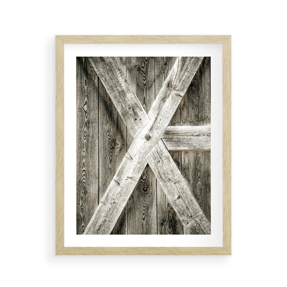 Plakat w ramie 40x50 - Drewniane Drzwi do Stodoły - stare drzwi do stodoły, drewniane - rama drewno