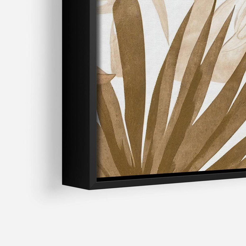 Obraz w ramie 50x50 - Liście w Akwareli - akwarela, malowane liście - rama czarna