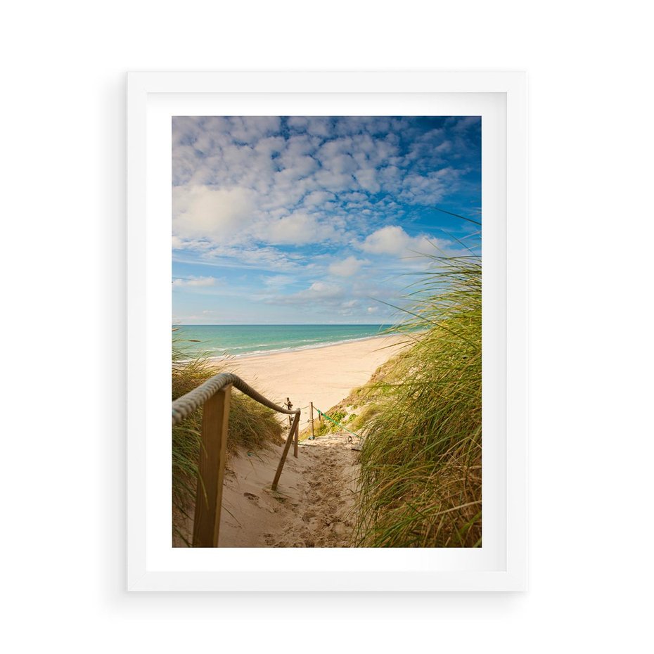 Plakat w ramie 50x70 - Spokojna plaża nad Bałtykiem - plaża, Bałtyk - rama biała