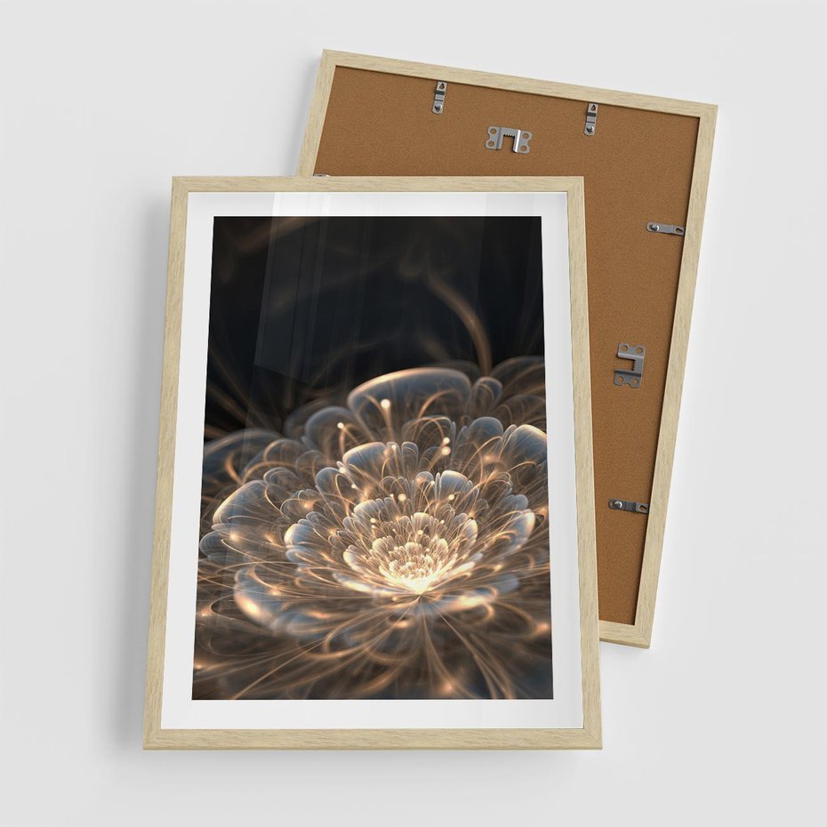 Plakat w ramie 50x70 - Nowoczesny Kwiat - kwiat, nowoczesny - rama drewno