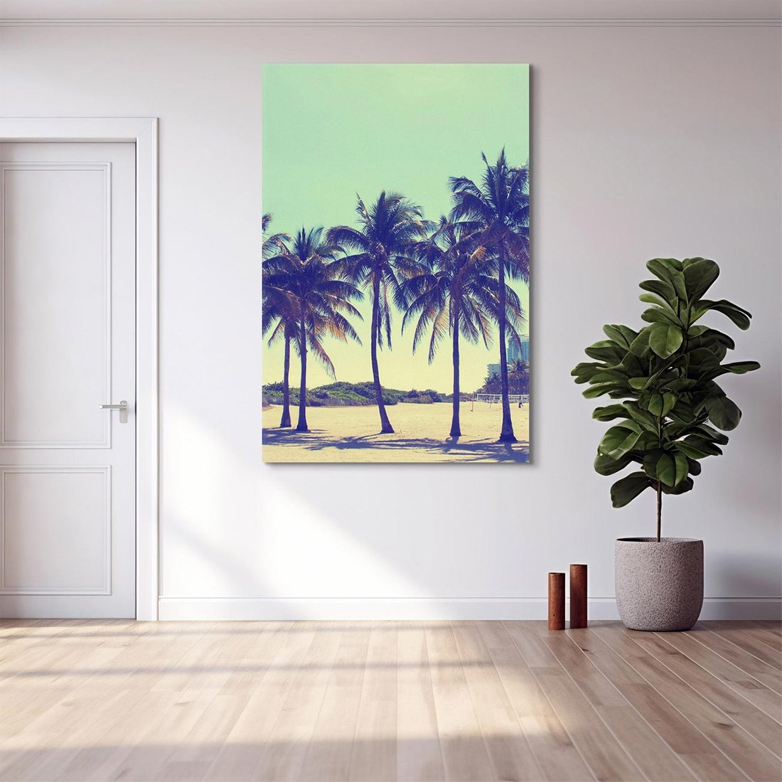 Obraz na płótnie 80x120 - Idylliczna Plaża z Palmami - palmy, plaża