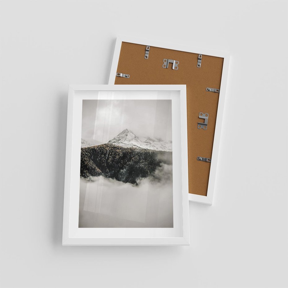 Plakat w ramie 30x40 - Zimowa Wielkość - górski krajobraz, zima w górach - rama biała