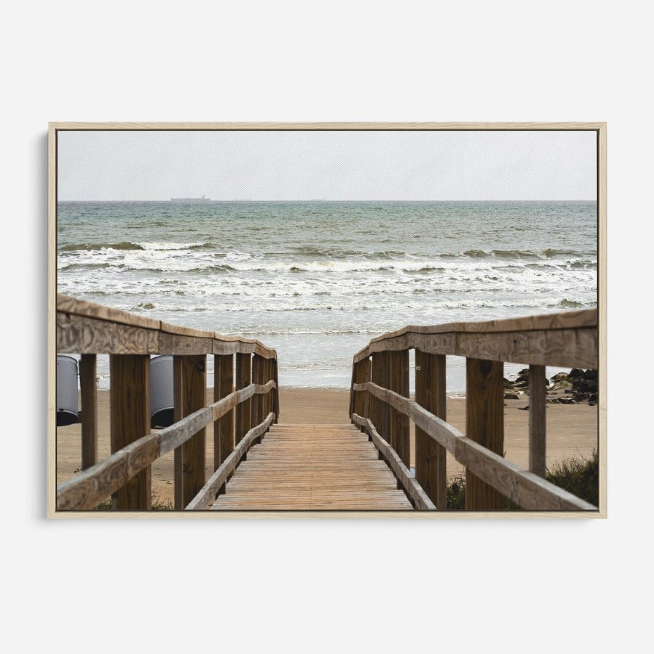 Obraz w ramie 70x50 - Morze i drewniany pomost - morze, pomost - rama drewno
