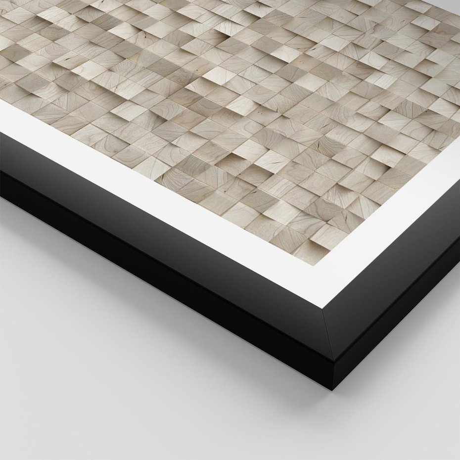 Plakat w ramie 50x70 - Geometryczne 3D: Abstrakcyjna Harmonia - geometryczne, 3D - rama czarna