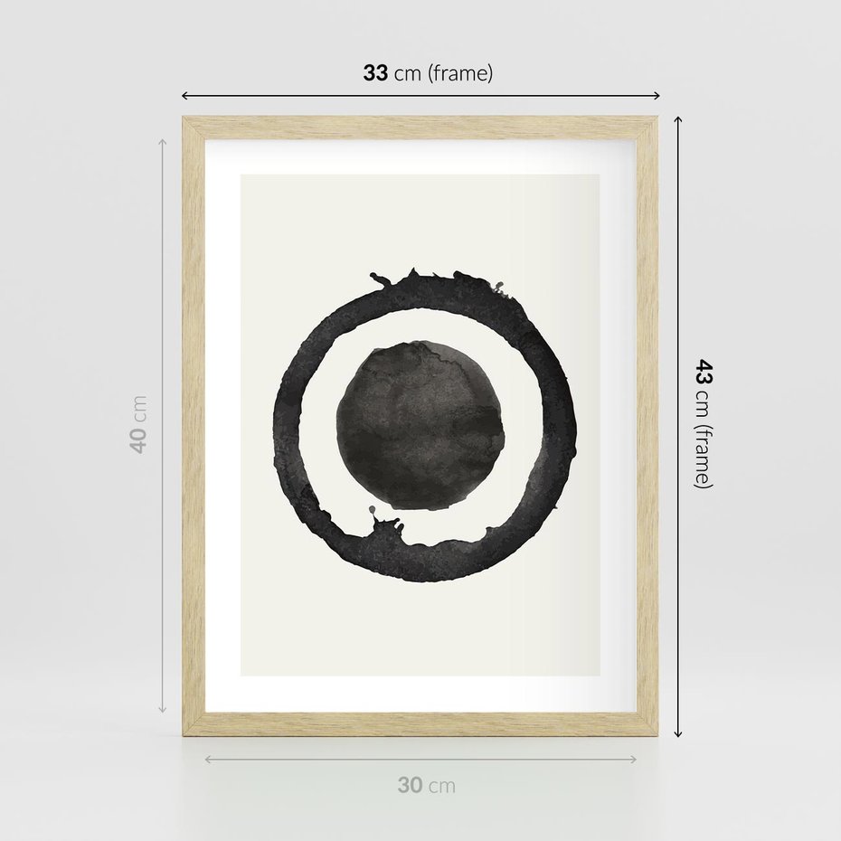 Plakat w ramie 30x40 - Harmonijne Emocje - abstrakcyjne plamy okręgi, akwarelowe - rama drewno