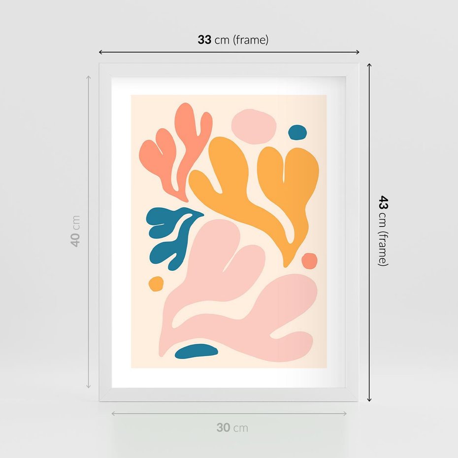 Plakat w ramie 30x40 - Granice Inspiracji - abstrakcyjne dziwne formy, nowoczesny plakat - rama biała