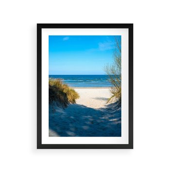 Plakat w ramie 50x70 - Spokój nad brzegiem morza - plaża, morze - rama czarna