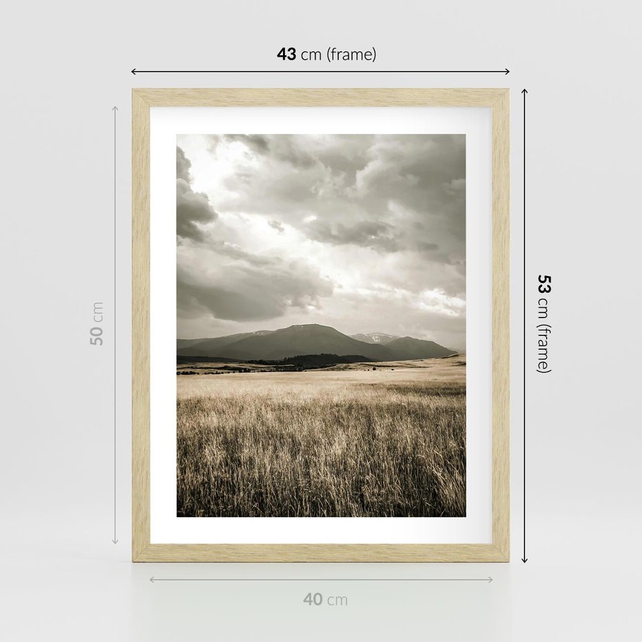 Plakat w ramie 40x50 - Nostalgiczny Krajobraz - pole, krajobraz - rama drewno