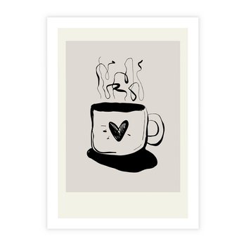 Plakat bez ramy 40x50 - Grafika Kubka w Czerni i Bieli - kubek, grafika