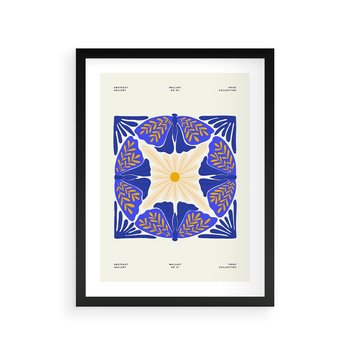 Plakat w ramie 30x40 - Księga Abstrakcji - abstrakcyjna boho kompozycja, granatowe ćmy - rama czarna