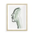 Plakat w ramie 50x70 - Zielony Profil - abstrakcja, zielony portret z profilu - rama drewno