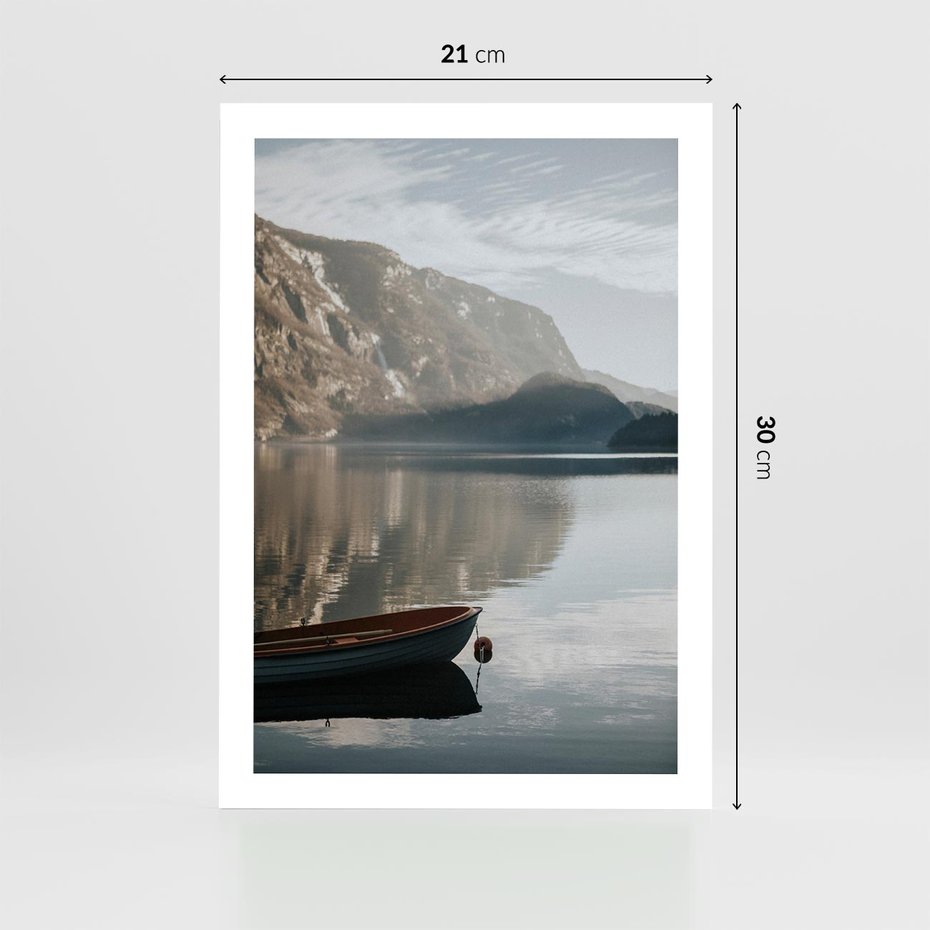 Plakat bez ramy 21x30 - Refleksje Natury - morze, łódka