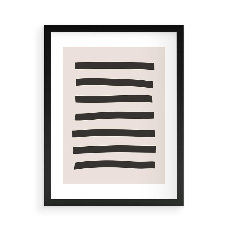 Plakat w ramie 50x70 - Strukturalna Rewolucja Form - minimalizm, czarne pasy - rama czarna