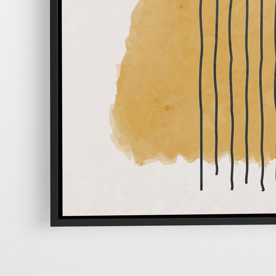 Obraz w ramie 50x70 - Migocące Impulsy - abstrakcyjna akwarelowa plama, nieregularne kreski - rama czarna