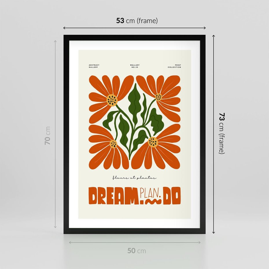 Plakat w ramie 50x70 - Księga Abstrakcji - sztuka nowoczesna, kolorowe kwiaty - rama czarna