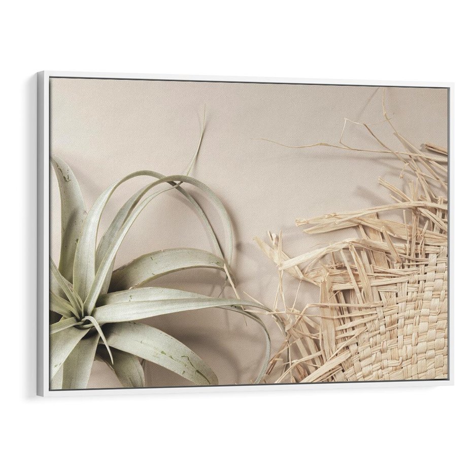 Obraz w ramie 120x80 - Boho urok suchych liści - suche, liście - rama biała