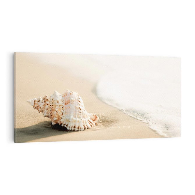 Obraz na płótnie 100x50 - Urok plażowej muszelki - fotografia, muszla na plaży