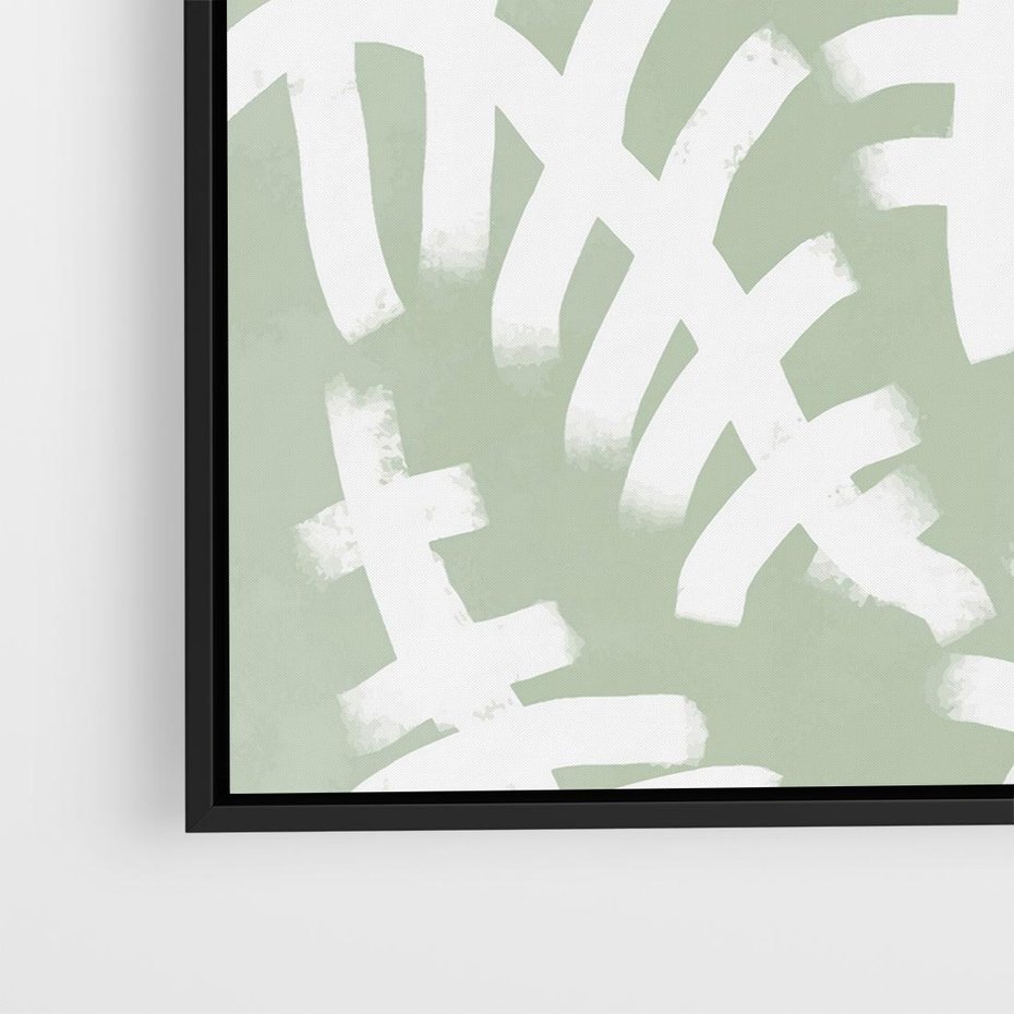 Obraz w ramie 50x50 - Oaza Zieleni - zielona abstrakcja, zgaszona zieleń - rama czarna