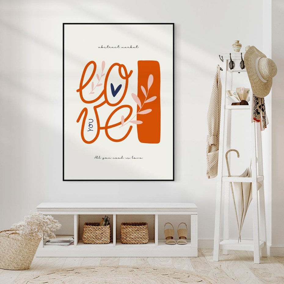 Obraz w ramie 50x70 - Pastelowa Siła Miłości - miłość, love - rama czarna