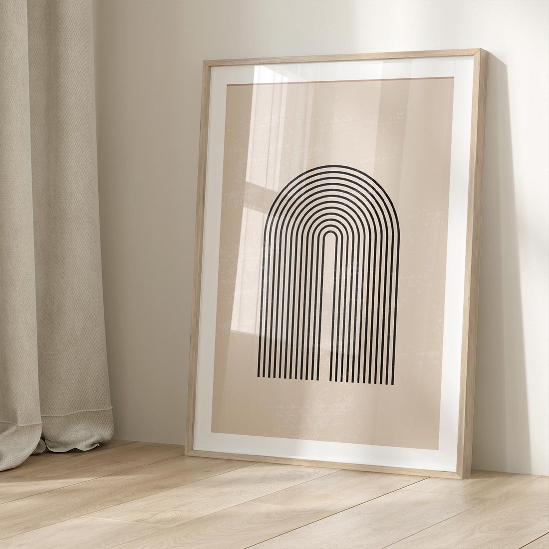 Plakat w ramie 50x70 - Migocące Echa - abstrakcyjne linie, geometria - rama drewno