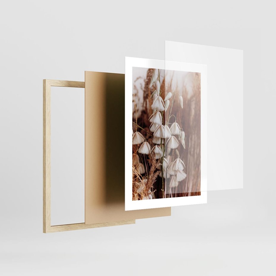 Plakat w ramie 30x40 - Boho Styl z Suchymi Trawami - suche trawy, bogo styl - rama drewno