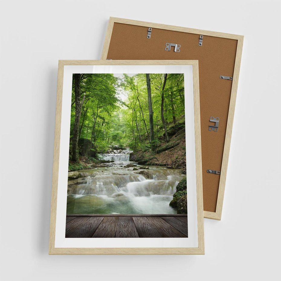 Plakat w ramie 50x70 - Plączący się strumień - rzeka, strumień - rama drewno