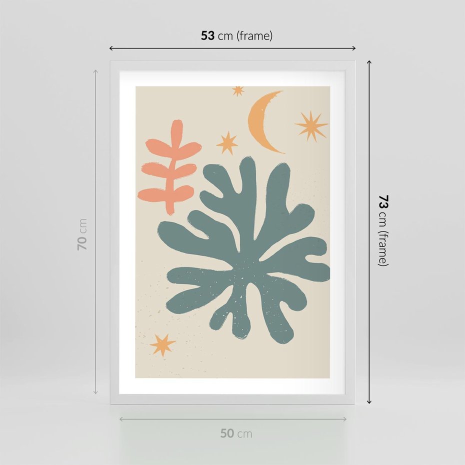 Plakat w ramie 50x70 - Rozbłysk Emanacji - boho formy, kształty - rama biała