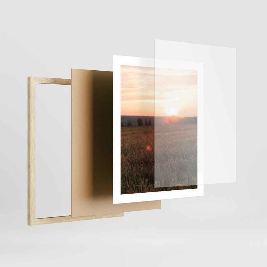 Plakat w ramie 40x50 - Łąka we Wschodzącym Słońcu: Magia Poranka - łąka, krajobraz - rama drewno