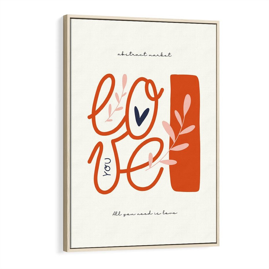 Obraz w ramie 70x100 - Pastelowa Siła Miłości - miłość, love - rama drewno